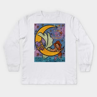 Mermaid on the Moon Kids Long Sleeve T-Shirt